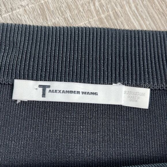 T ALEXANDER WANG Black Bodycon Fitted Ribbed Waist Mini Skirt Womens Size Medium - Picture 2 of 5